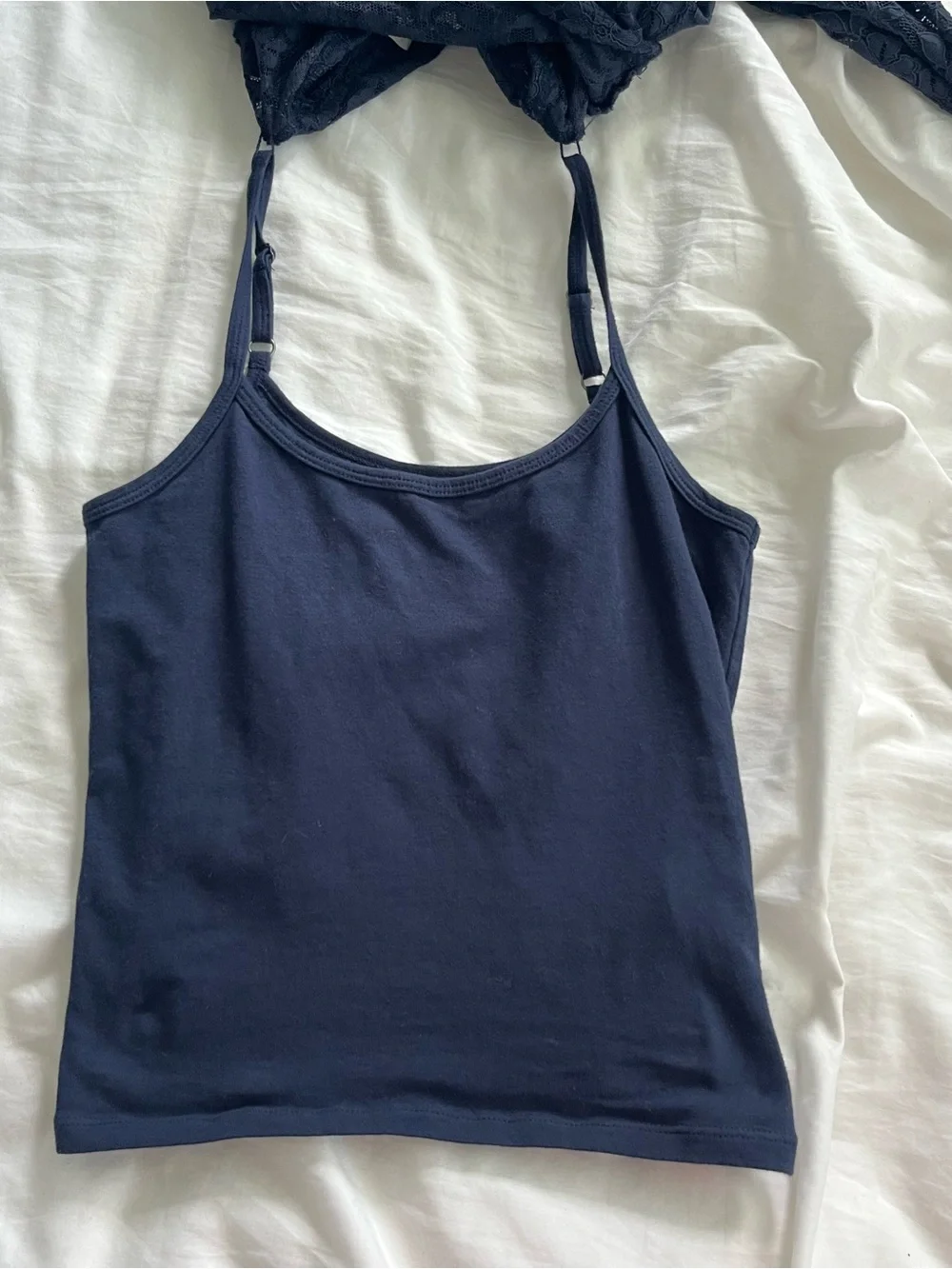 Hollister Navy tank top with Floral Lace Long-Sleeve Top